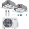 Klimaire 18,000 BTU 2-Zone Ceiling Cassette Mini Split Heat Pump | 23 SEER2 | 9k + 9k | R454B