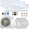 Klimaire DIY 27,000 BTU 3-Zone Regular Heat Wall Mounted Mini Split Heat Pump | 24 SEER2 | 9k + 9k +18k | R454B | KMIP
