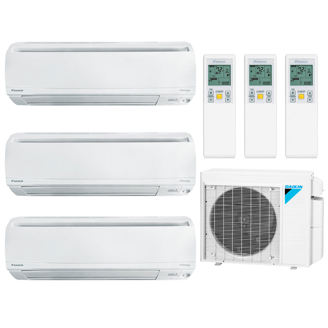 Daikin 3-Zone Wall Mounted Ductless Hyper Heat Mini-Split 24000 BTU Heat Pump Air Conditioner 9k + 9k + 12k - 18 SEER2