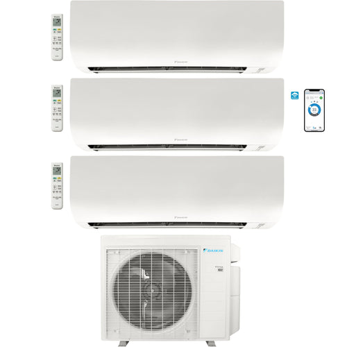 Daikin 3-Zone Wall Mounted Ductless Mini-Split 36,000 BTU Heat Pump Air Conditioner 9K + 9K + 15K - 20 SEER2 R32 Wi-Fi Enabled