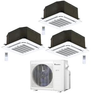 3-Zone Klimaire 23.5 SEER2 Multi Split Ceiling Cassette Air Conditioner Heat Pump System 12+12+12 1