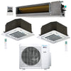 3-Zone Klimaire 21.9 SEER2 Multi Split Ceiling Cassette Ducted Recessed Air Conditoner Heat Pump System 12+12+24 1