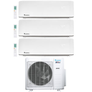 3-Zone Klimaire 23.9 SEER2 Multi Split Wall Mount Air Conditioner Heat Pump System 12+12+18 1