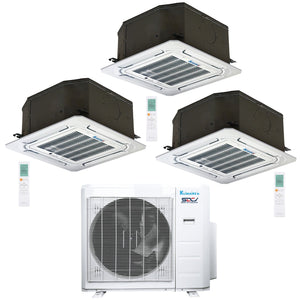 3-Zone Klimaire 23.9 SEER2 Multi Split Ceiling Cassette Air Conditioner Heat Pump System 12+12+12 1