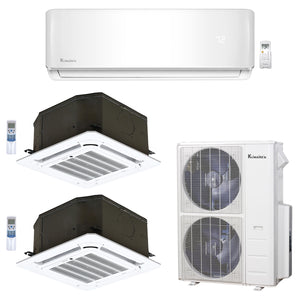 3-Zone Klimaire 23.9 SEER2 Multi Split Ceiling Cassette Wall Mount Air Conditioner Heat Pump System 18+18+24 1