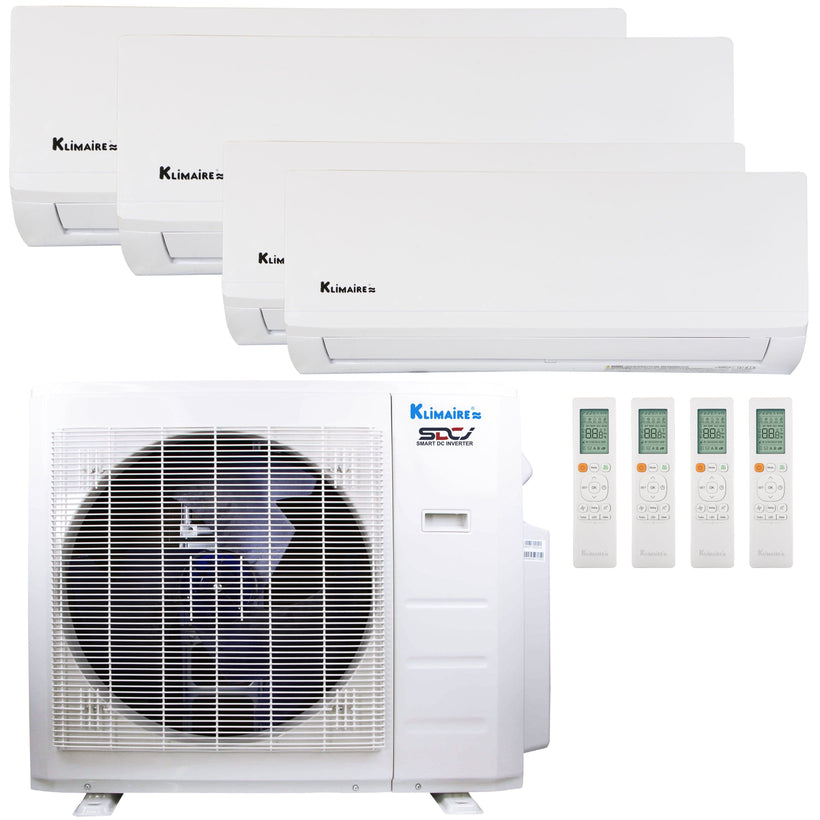 Klimaire 26,000 BTU 4-Zone Regular Heat Wall Mounted Mini Split Heat Pump | 23 SEER2 | 6k + 6k + 9k + 12k  | R454B | KMIR