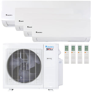 Klimaire 27,000 BTU 4-Zone Hyper Heat Wall Mounted Mini Split Heat Pump | 21 SEER2 | 6k + 6k + 6k + 24k  | R454B | KMHR