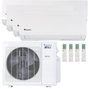 Klimaire 27,000 BTU 4-Zone Hyper Heat Wall Mounted Mini Split Heat Pump | 21 SEER2 | 9k + 9k + 9k + 18k  | R454B | KMHR