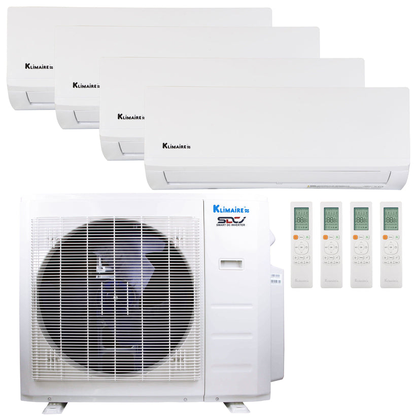 Klimaire 26,000 BTU 4-Zone Regular Heat Wall Mounted Mini Split Heat Pump | 23 SEER2 | 6k + 6k + 6k + 6k  | R454B | KMIR