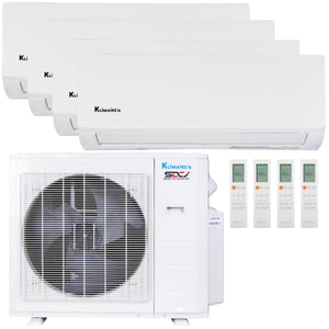Klimaire 27,000 BTU 4-Zone Hyper Heat Wall Mounted Mini Split Heat Pump | 21 SEER2 | 9k + 9k + 9k + 12k  | R454B | KMHR