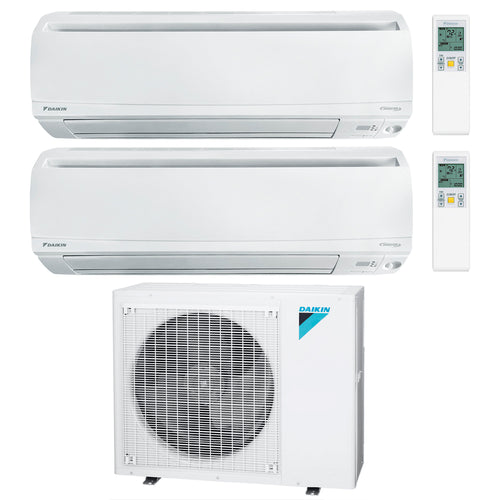 Daikin 2-Zone Wall Mounted Hyper Heat Ductless Mini-Split 36000 BTU Heat Pump Air Conditioner 24k + 24k - 20 SEER2