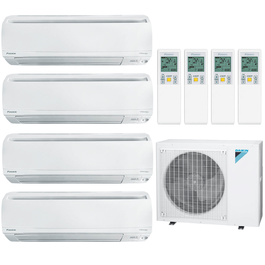 Daikin 4-Zone Wall Mounted Hyper Heat Ductless Mini-Split 36000 BTU Heat Pump Air Conditioner 7k + 9k + 9k + 15k - 20 SEER2