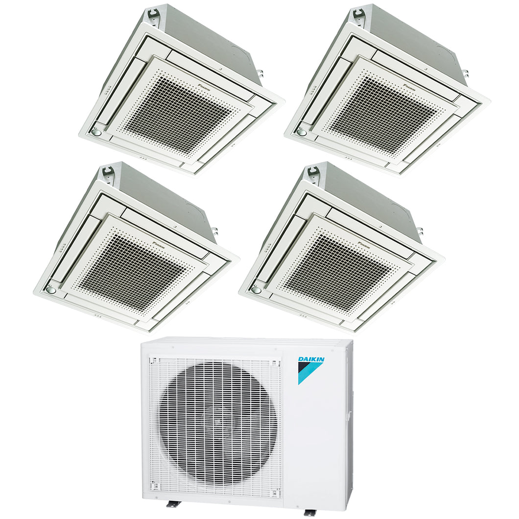 Daikin 4-Zone Ceiling Cassette Hyper Heat Ductless Mini-Split 36000 BTU Heat Pump Air Conditioner  9k + 9k + 15k + 15k - 20 SEER2