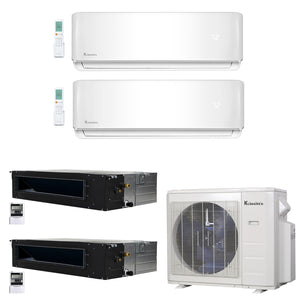 4-Zone Klimaire 21.55 SEER2 Multi Split Ducted Recessed Wall Mount Air Conditioner Heat Pump System 12+12+12+12 1