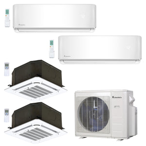 4-Zone Klimaire 23.1 SEER2 Multi Split Ceiling Cassette Air Conditioner Heat Pump System 12+12+12+12 1