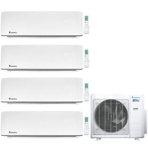 4-Zone Klimaire 23.9 SEER2 Multi Split Wall Mount Air Conditioner Heat Pump System 12+12+12+12