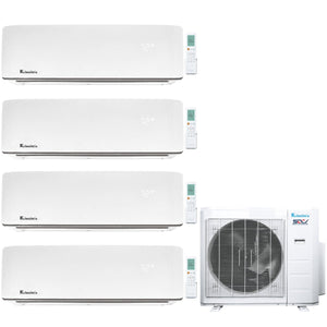 4-Zone Klimaire 23.9 SEER2 Multi Split Wall Mount Air Conditioner Heat Pump System 12+12+12+12 1