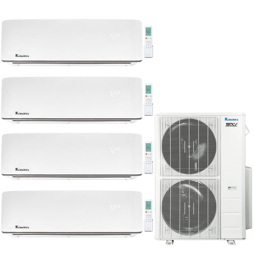 4-Zone Klimaire 23.9 SEER2 Multi Split Wall Mount Air Conditioner Heat Pump System 12+12+12+18