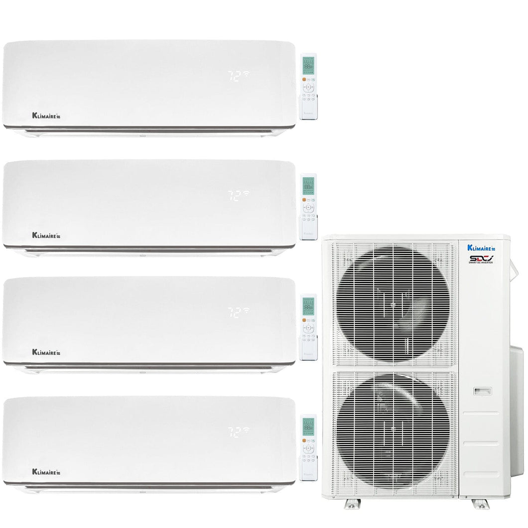 4-Zone Klimaire 23.9 SEER2 Multi Split Wall Mount Air Conditioner Heat Pump System 12+12+12+24