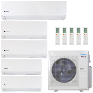 Klimaire 36,000 BTU 5-Zone Hyper Heat Wall Mounted Mini Split Heat Pump | 21.3 SEER2 | 6k + 6k + 9k + 9k  +18k  | R454B | KMHR