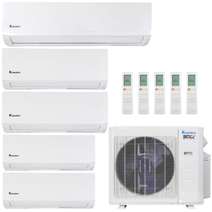 Klimaire 35,000 BTU 5-Zone Regular Heat Wall Mounted Mini Split Heat Pump | 23.1 SEER2 | 6k + 6k + 9k + 9k  +18k  | R454B | KMIR