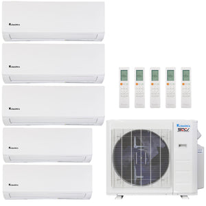 Klimaire 35,000 BTU 5-Zone Regular Heat Wall Mounted Mini Split Heat Pump | 23.1 SEER2 | 6k + 6k + 9k + 9k  +12k  | R454B | KMIR