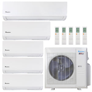 Klimaire 36,000 BTU 5-Zone Hyper Heat Wall Mounted Mini Split Heat Pump | 21.3 SEER2 | 6k + 6k + 6k + 9k  +18k  | R454B | KMHR