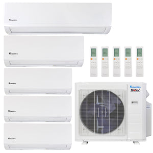 Klimaire 35,000 BTU 5-Zone Regular Heat Wall Mounted Mini Split Heat Pump | 23.1 SEER2 | 6k + 6k + 6k + 9k  +18k  | R454B | KMIR