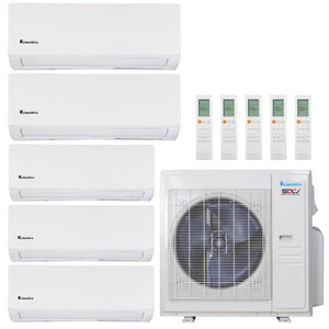 Klimaire 36,000 BTU 5-Zone Hyper Heat Wall Mounted Mini Split Heat Pump | 21.3 SEER2 | 6k + 6k + 6k + 9k  +9k  | R454B | KMHR