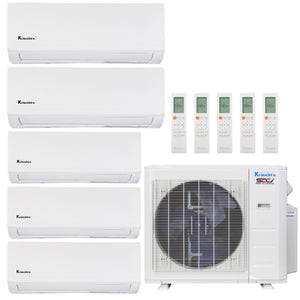 Klimaire 35,000 BTU 5-Zone Regular Heat Wall Mounted Mini Split Heat Pump | 23.1 SEER2 | 6k + 6k + 6k + 9k  +9k  | R454B | KMIR