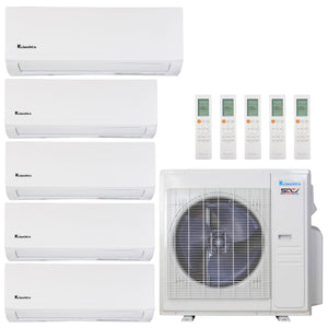 Klimaire 36,000 BTU 5-Zone Hyper Heat Wall Mounted Mini Split Heat Pump | 21.3 SEER2 | 6k + 6k + 6k + 6k  +9k  | R454B | KMHR