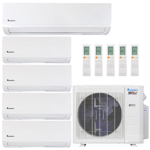 Klimaire 35,000 BTU 5-Zone Regular Heat Wall Mounted Mini Split Heat Pump | 23.1 SEER2 | 6k + 6k + 6k + 6k  +18k  | R454B | KMIR