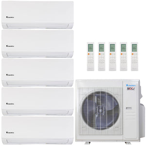 Klimaire 36,000 BTU 5-Zone Hyper Heat Wall Mounted Mini Split Heat Pump | 21.3 SEER2 | 9k + 9k + 9k + 9k  +9k  | R454B | KMHR