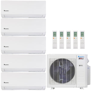 Klimaire 35,000 BTU 5-Zone Regular Heat Wall Mounted Mini Split Heat Pump | 23.1 SEER2 | 9k + 9k + 9k + 9k  +9k  | R454B | KMIR