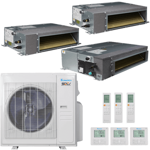 Klimaire 36,000 BTU 3-Zone Regular Heat Ducted Recessed Mini Split Heat Pump | 19.4 SEER2 | 12k + 12k + 18k | R454B | KMIR