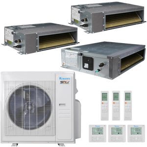 Klimaire 36,000 BTU 3-Zone Regular Heat Ducted Recessed Mini Split Heat Pump | 19.4 SEER2 | 12k + 12k + 24k | R454B | KMIR