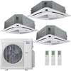 Klimaire 36,000 BTU 3-Zone Regular Heat Ceiling Cassette Mini Split Heat Pump | 21.5 SEER2 | 12k + 12k + 24k | R454B | KMIR