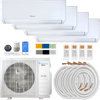 Klimaire DIY 36,000 BTU 4-Zone Regular Heat Wall Mounted Mini Split Heat Pump | 22.5 SEER2 | 9k + 9k + 12k + 12k | R454B | KMIP