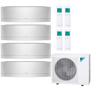 Daikin 4-Zone Wall Mounted Emura Silver Hyper Heat Ductless Mini-Split 36000 BTU Heat Pump Air Conditioner 9k + 9k + 12k + 12k - 20 SEER2 1