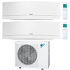 Daikin 2-Zone Wall Mounted Emura White Ductless Mini-Split 48000 BTU Heat Pump Air Conditioner 18k + 18k - 20.6 SEER2 1