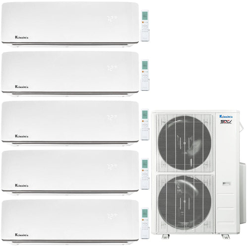 5-Zone Klimaire 21.3 SEER2 Multi Split Wall Mount Air Conditioner Heat Pump System 12+12+12+12+12