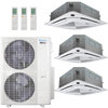 Klimaire 46,000 BTU 3-Zone Regular Heat Ceiling Cassette Mini Split Heat Pump | 21.2 SEER2 | 12k + 12k + 24k | R454B | KMIR