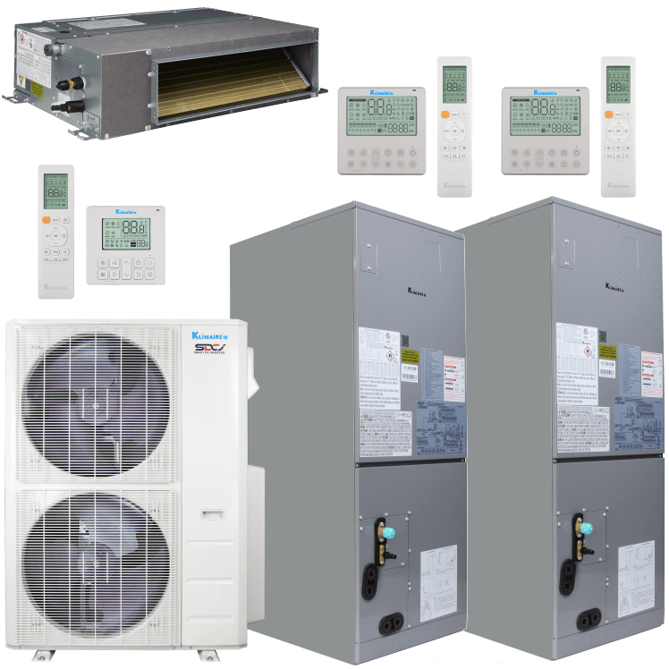 Klimaire 47,000 BTU 3-Zone Regular Heat Ducted Recessed Air Handler Mini Split Heat Pump | 20.4 SEER2 | 12k + 18k + 18k | R454B | KMIR