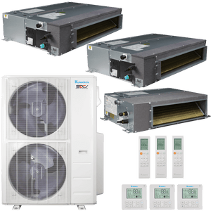 Klimaire 47,000 BTU 3-Zone Regular Heat Ducted Recessed Mini Split Heat Pump | 20.4 SEER2 | 12k + 18k + 18k | R454B | KMIR