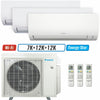 3 - Zone - 24,000 BTU 21 SEER2 Daikin MXM Series Wall Mounted Ductless Mini Split Heat Pump Air Conditioner System 7K + 12K + 12K - 230V | R32 | Wi-Fi Enabled