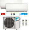 2 - Zone - 18,000 BTU 21 SEER2 Daikin MXM Series Wall Mounted Ductless Mini Split Heat Pump Air Conditioner System 7K + 7K - 230V | R32 | Wi-Fi Enabled