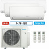 3 - Zone - 24,000 BTU 21 SEER2 Daikin MXM Series Wall Mounted Ductless Mini Split Heat Pump Air Conditioner System 7K + 7K + 18K - 230V | R32 | Wi-Fi Enabled