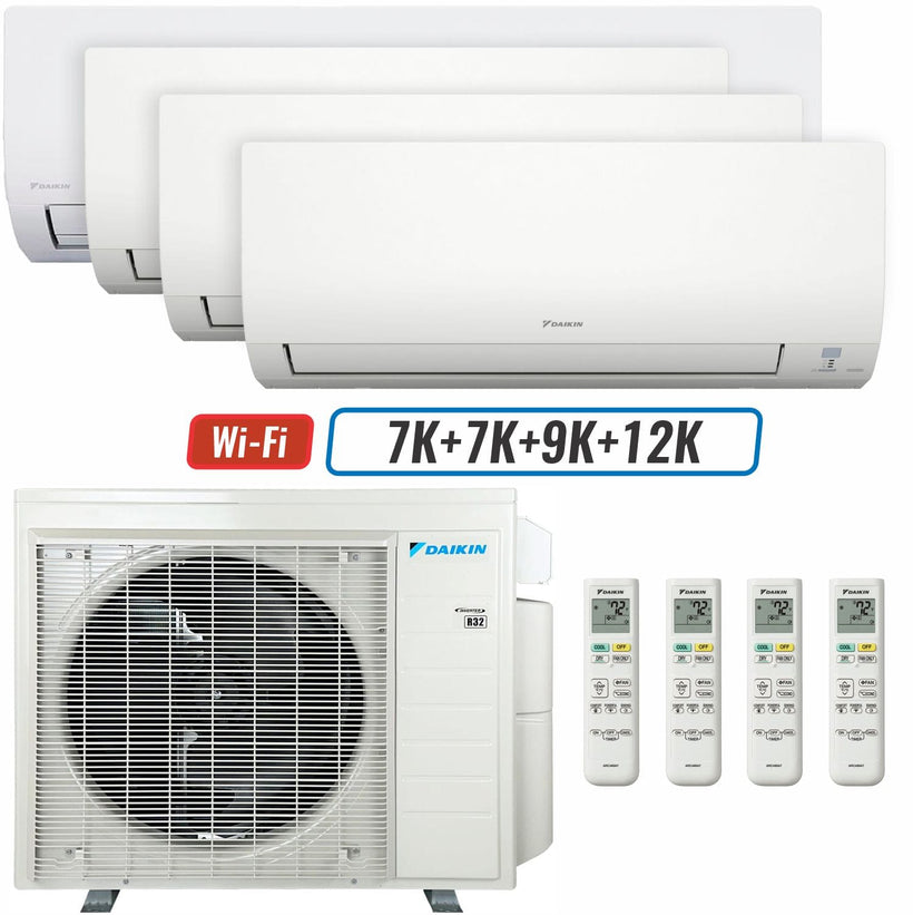4 - Zone - 36,000 BTU 20 SEER2 Daikin MXM Series Wall Mounted Ductless Mini Split Heat Pump Air Conditioner System 7K + 7K + 9K + 12K - 230V | R32 | Wi-Fi Enabled