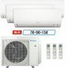 3 - Zone - 36,000 BTU 20 SEER2 Daikin MXM Series Wall Mounted Ductless Mini Split Heat Pump Air Conditioner System 7K + 9K + 15K - 230V | R32 | Wi-Fi Enabled
