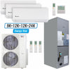 Klimaire 46,000 BTU 4-Zone Wall Mount - Air Handler Mini Split Heat Pump | 20.8 SEER2 | 9k + 12k + 12k + 24k | R454B